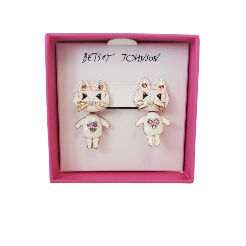 Betsey Johnson Front/Back Cat Earring Set